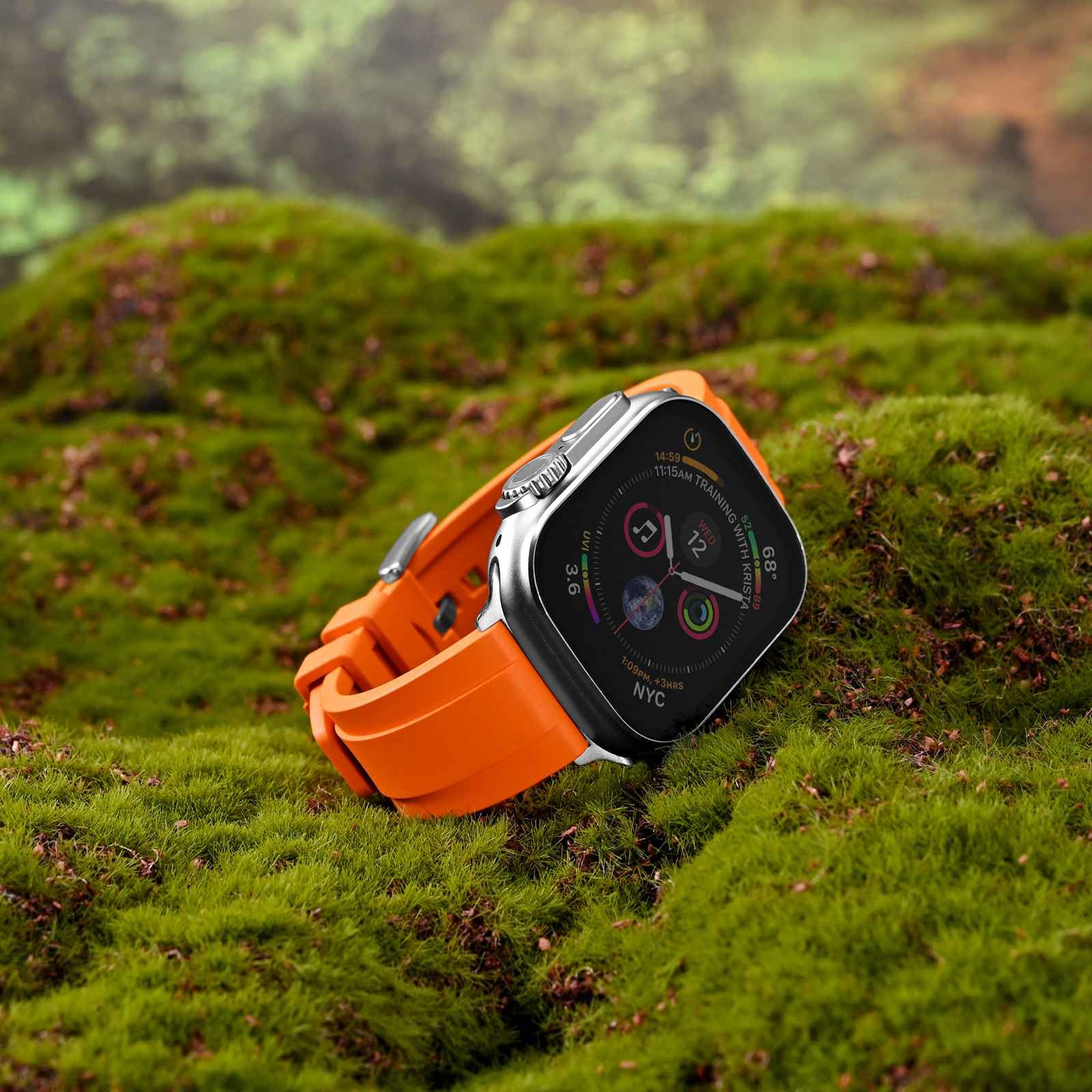 WOCCI WOCCI 24mm Hevea Watch Band FKM Rubber Quick Release Replacement Strap for Men Black Buckle Orange - View 6 of 9