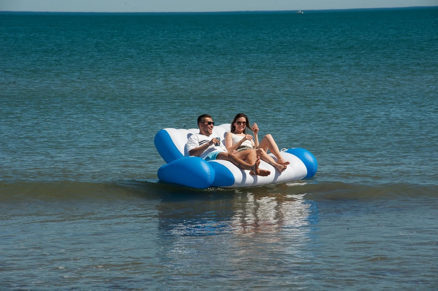 ZONETECH ZONETECH Inflatable Pool Recliner Luxury Float with Cup Holders and Handles for Pool Lake River Beach Perfect Lounger Gift - View 7 of 9