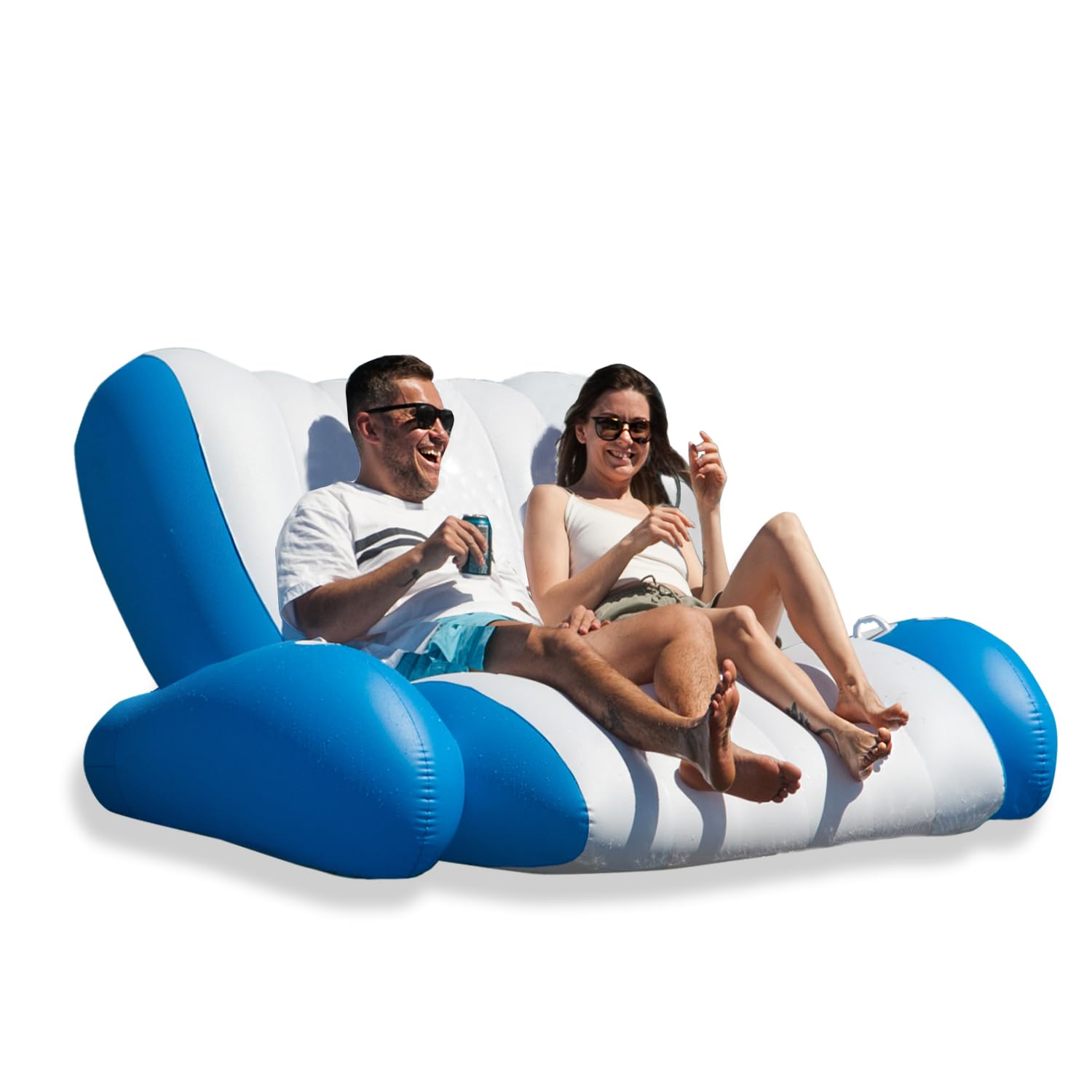 ZONETECH ZONETECH Inflatable Pool Recliner Luxury Float with Cup Holders and Handles for Pool Lake River Beach Perfect Lounger Gift