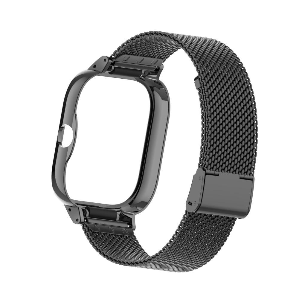 HOPMC HOPMC Redmi Watch 4 Strap Metal Case 22mm Stainless Steel Mesh Replacement Strap Black 230MM - View 6 of 9