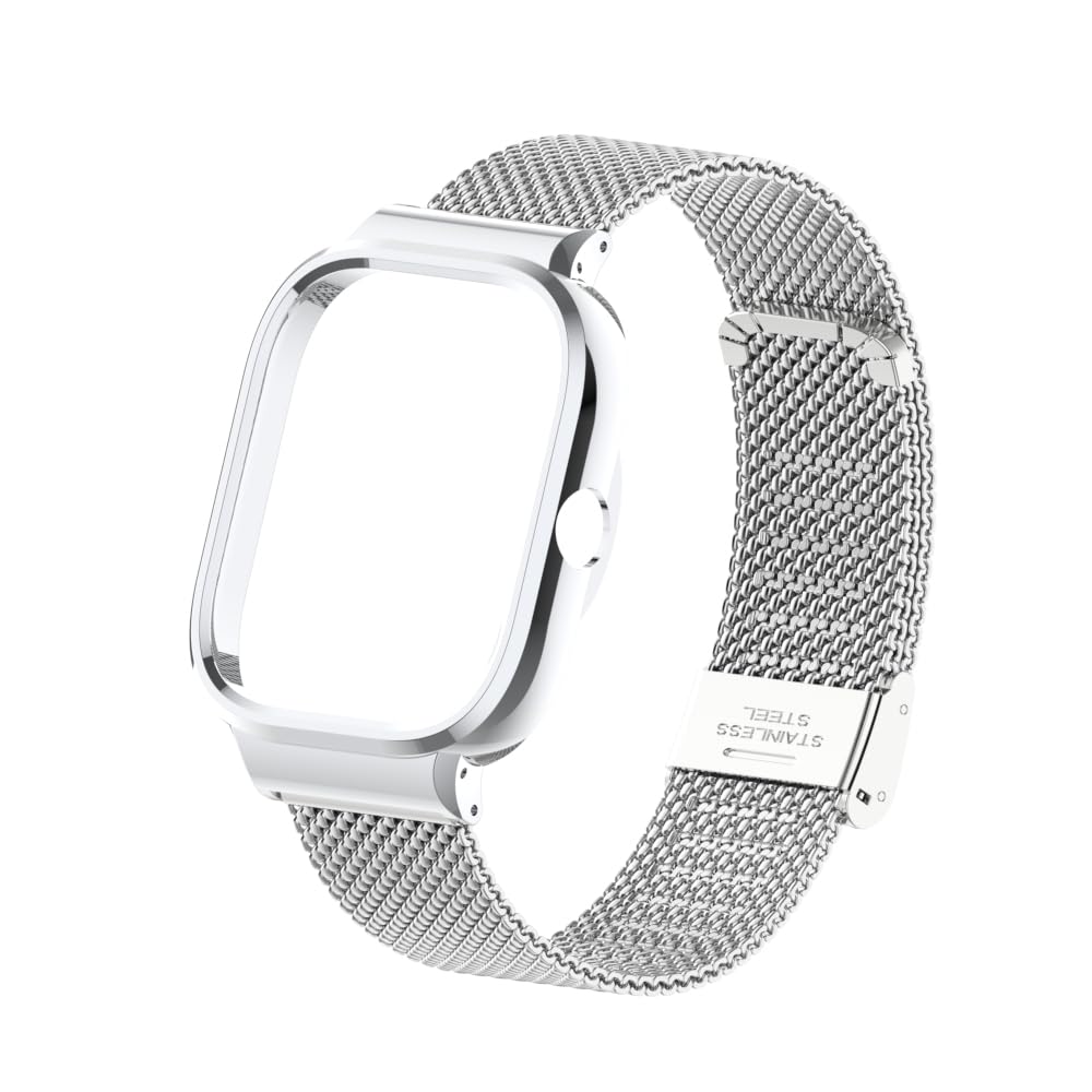 HOPMC HOPMC Redmi Watch 4 Strap Metal Case 22mm Stainless Steel Mesh Replacement Strap Black 230MM - View 7 of 9