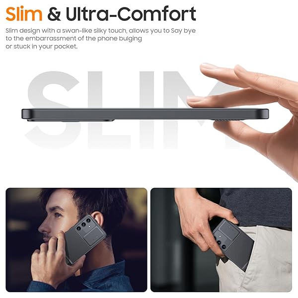 oupeigar Oupeigar Samsung Galaxy S24 Case with Kickstand and Slide Camera Cover Military-Grade Silicone Shockproof Slim Phone Case 2024 Black - View 4 of 11