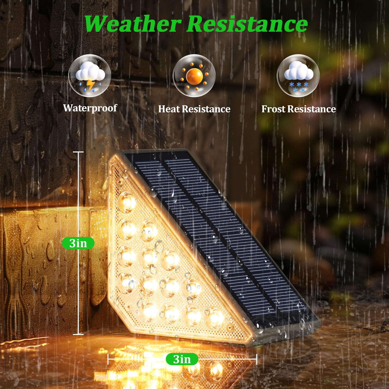 Bosceos 8-Pack Solar Stair Lights Outdoor Waterproof, Upgraded 2-in-1 LED Warm White and Cool White Solar Powered Step Light for Outside, IP67 Auto On/Off Solar Lights for Front Sidewalk Yard Patio Porch - View 4 of 7