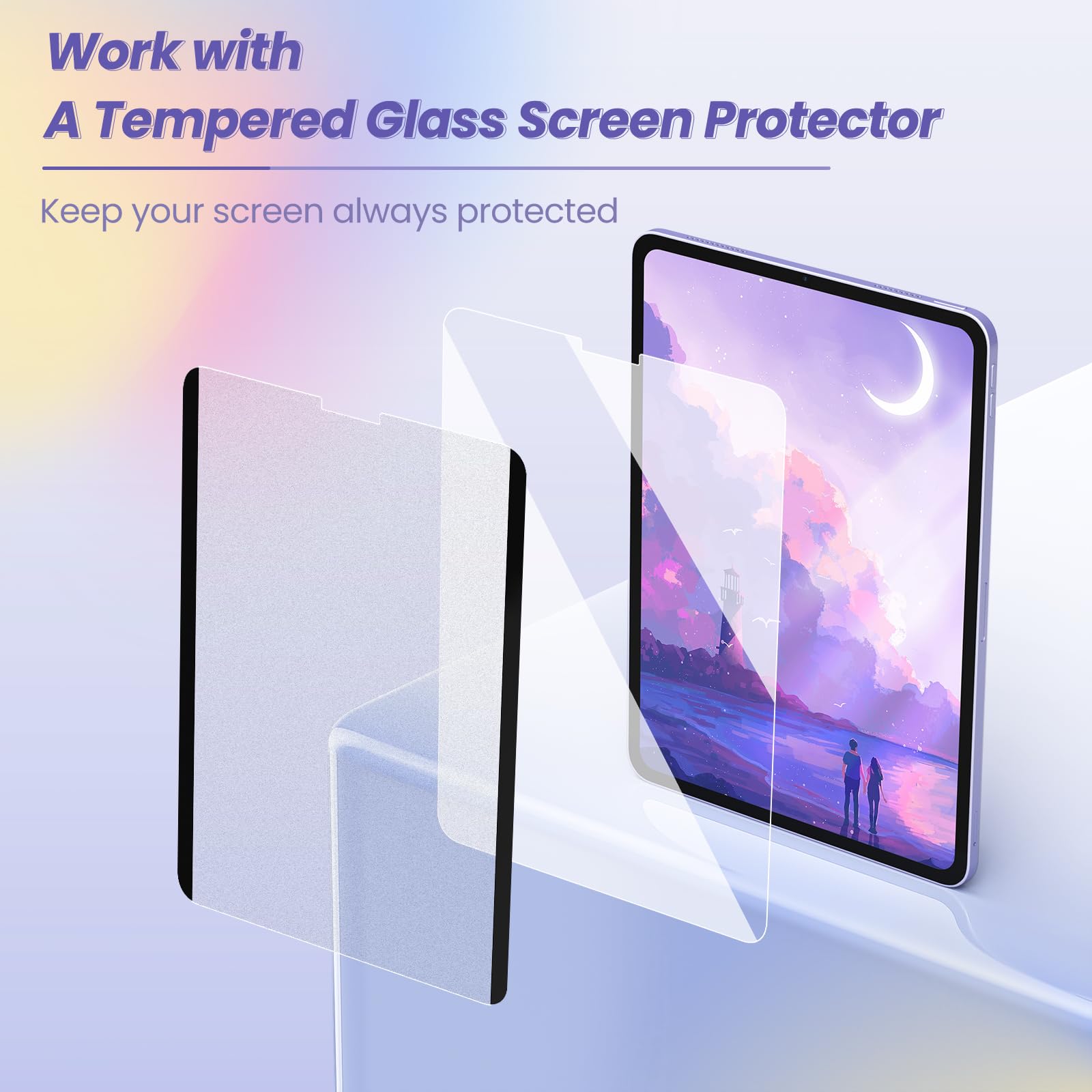 MoKo MoKo Magnetic Paper Screen Protector for iPad Air 5th 4th Gen and iPad Pro 11 Inch Detachable Reusable Anti-Glare Easy Install Matte Film - View 4 of 7