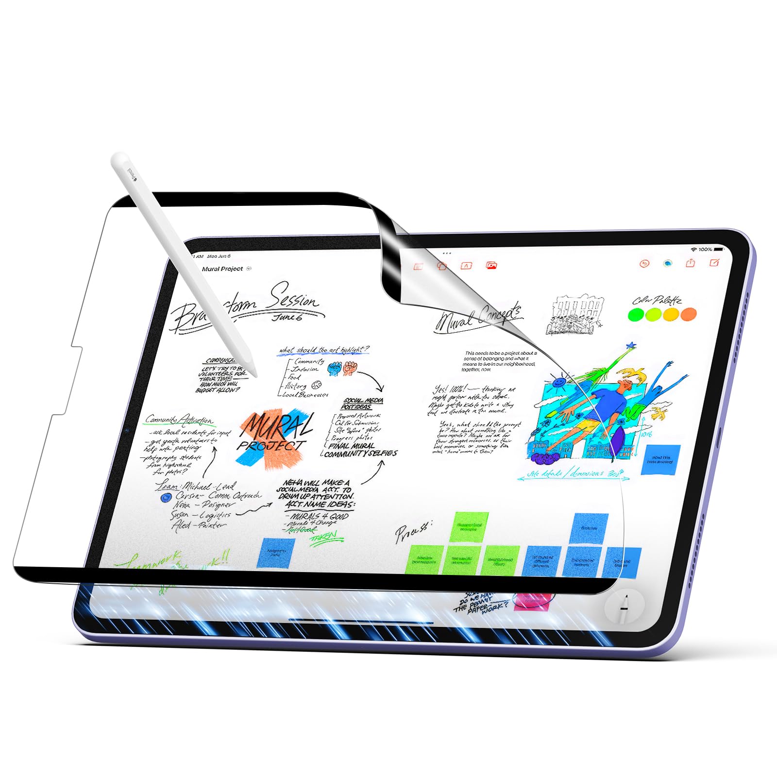 MoKo Magnetic Paper Screen Protector for iPad Air 5th 4th Gen and iPad Pro 11 Inch Detachable Reusable Anti-Glare Easy Install Matte Film