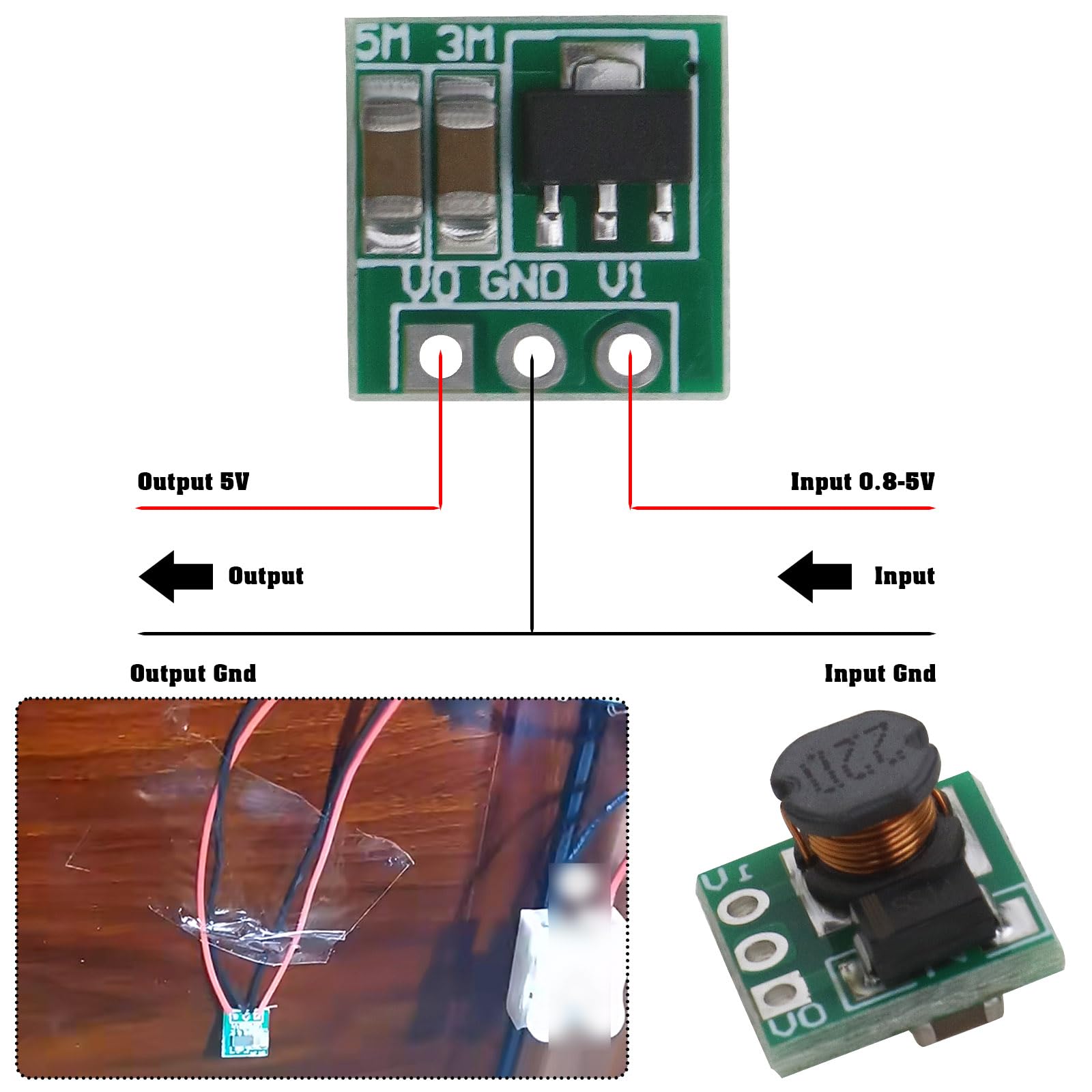 ECSiNG ECSiNG 10PCS DC-DC Step-Up Power Module 0.9-5V to 5V Voltage Boost Converter Board Compact Size Green - View 3 of 7