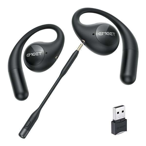 EMEET EMEET AirFlow Open Ear Headphones: Bluetooth 5.3, ENC Noise Cancelling, Ultra Comfort for Work & Home