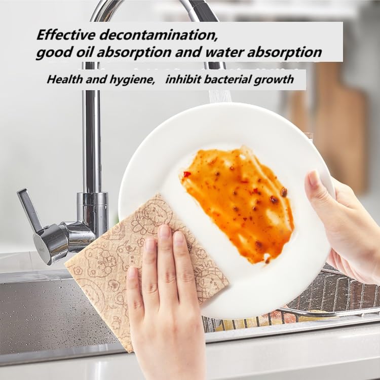 JXDSICH JXDSICH Durable Bamboo Kitchen Paper Towels Unbleached Fiber Thickened Rolls for Dry and Wet Use Hand Washable Eco Friendly 4 Pack - View 3 of 9