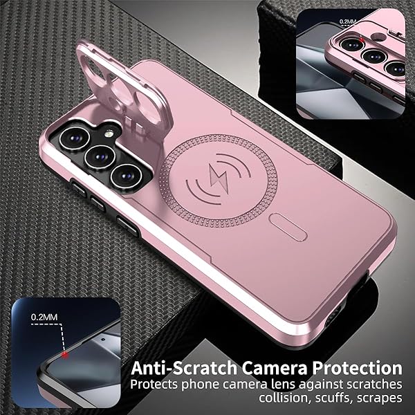 LCSMFKJ Galaxy S24 5G Phone Case with Camera Lens Protector and Kickstand Military Grade Shockproof Cover for Women Men 6.2 inch Rose Gold - View 5 of 8