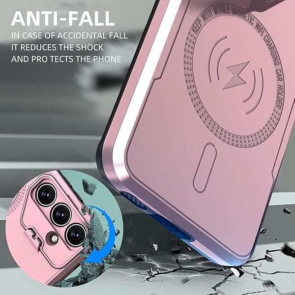 LCSMFKJ Galaxy S24 5G Phone Case with Camera Lens Protector and Kickstand Military Grade Shockproof Cover for Women Men 6.2 inch Rose Gold - View 6 of 8