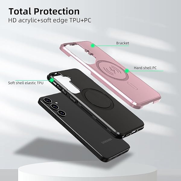 LCSMFKJ Galaxy S24 5G Phone Case with Camera Lens Protector and Kickstand Military Grade Shockproof Cover for Women Men 6.2 inch Rose Gold - View 7 of 8