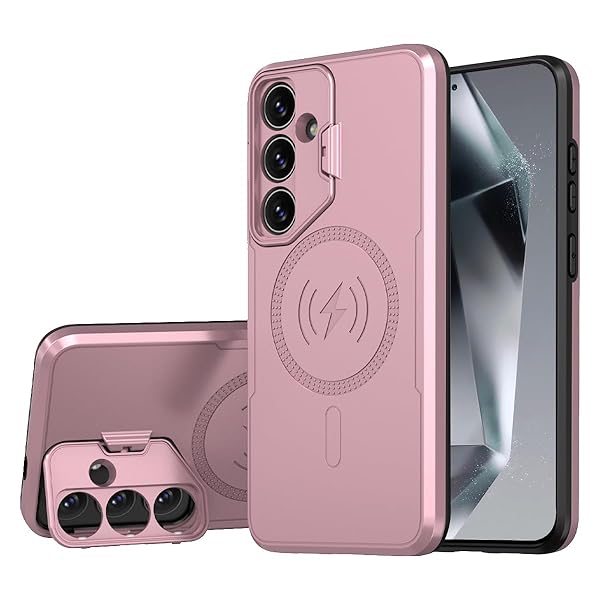 LCSMFKJ Galaxy S24 5G Phone Case with Camera Lens Protector and Kickstand Military Grade Shockproof Cover for Women Men 6.2 inch Rose Gold - View 2 of 8