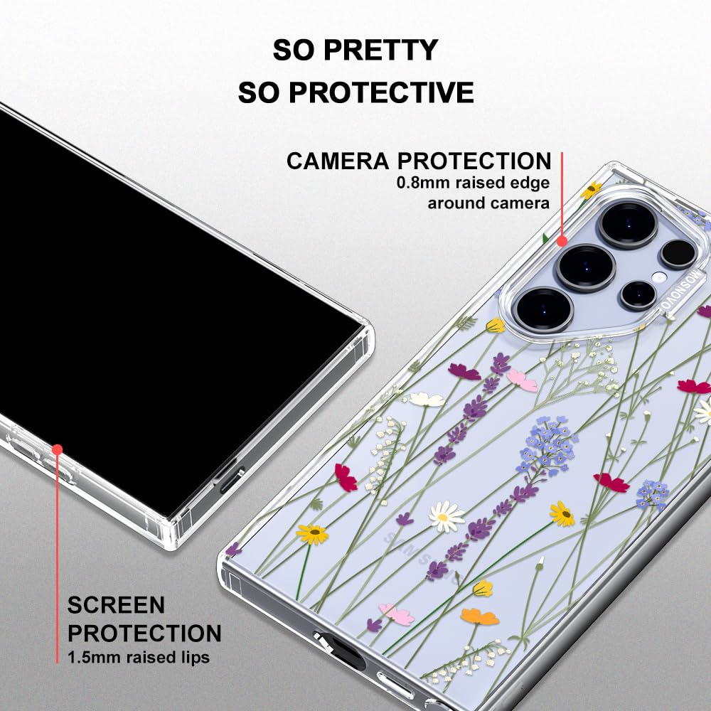 MOSNOVO MOSNOVO Clear TPU Bumper Case for Samsung Galaxy S24 Ultra with Military-Grade Drop Protection and Floral Garden Design - View 4 of 6