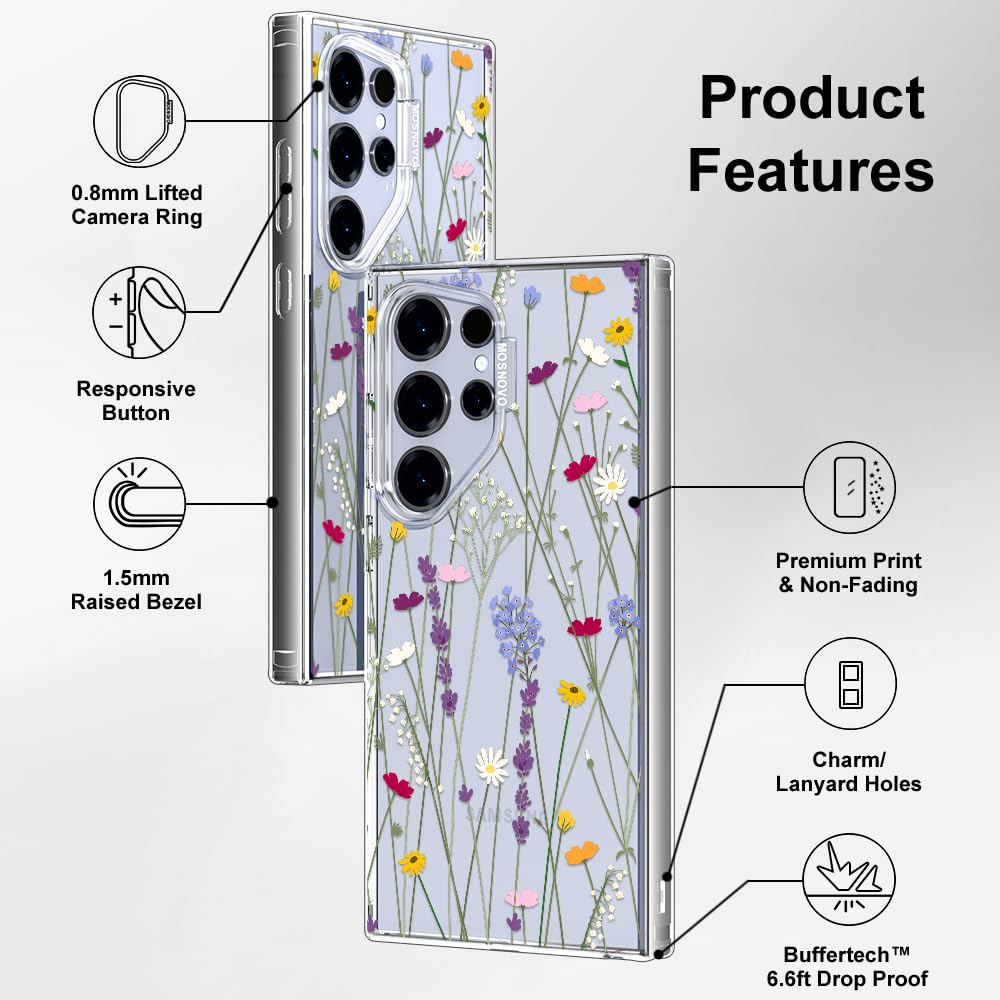 MOSNOVO MOSNOVO Clear TPU Bumper Case for Samsung Galaxy S24 Ultra with Military-Grade Drop Protection and Floral Garden Design - View 6 of 6