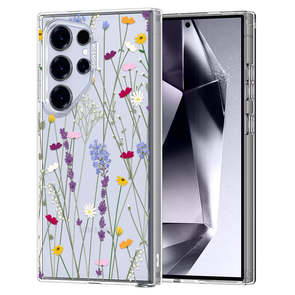 MOSNOVO MOSNOVO Clear TPU Bumper Case for Samsung Galaxy S24 Ultra with Military-Grade Drop Protection and Floral Garden Design