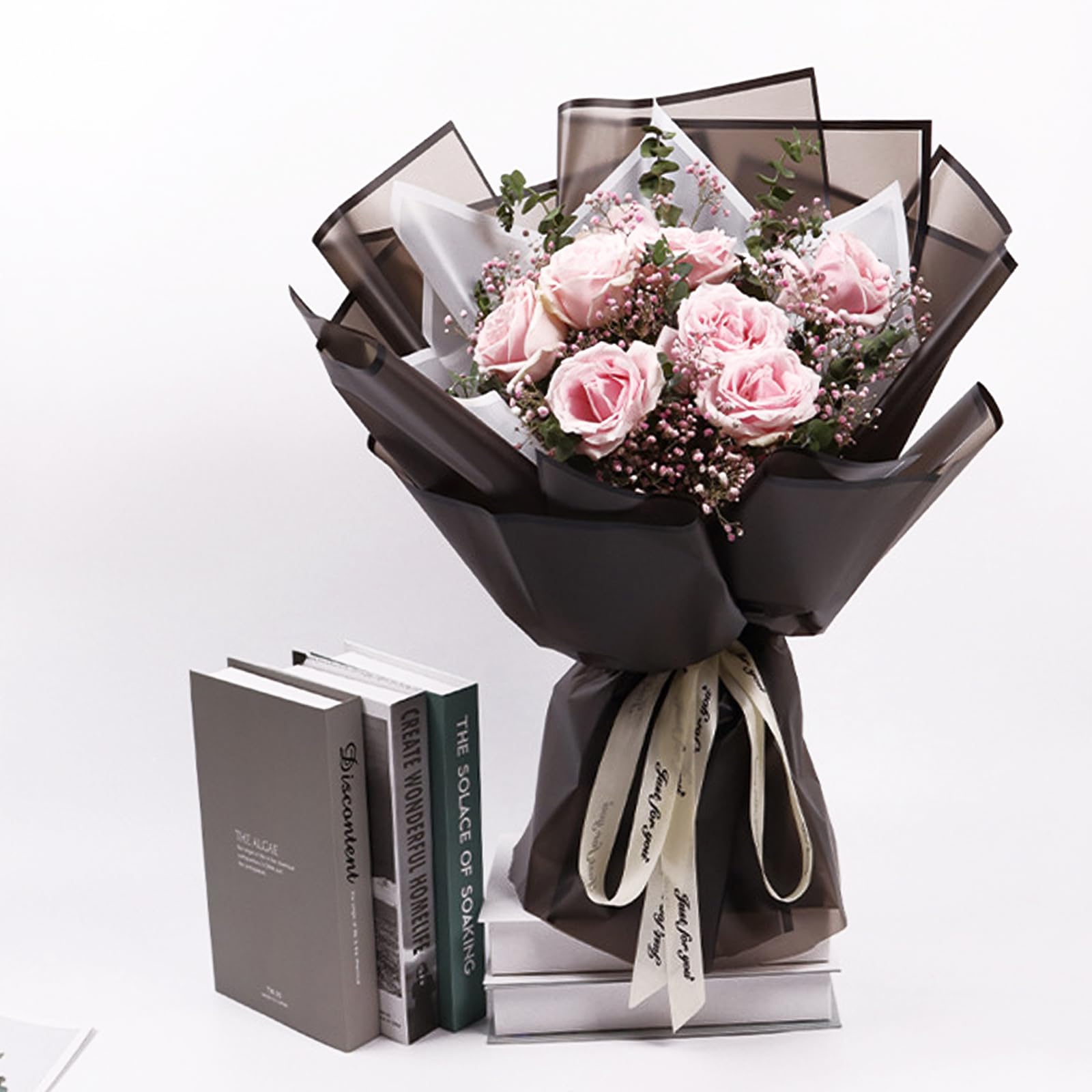 NESCCI NESCCI 20 Sheet Waterproof Flower Wrapping Paper Translucent Black for Floral Bouquets Wedding Birthday Gift DIY Supplies - View 5 of 6