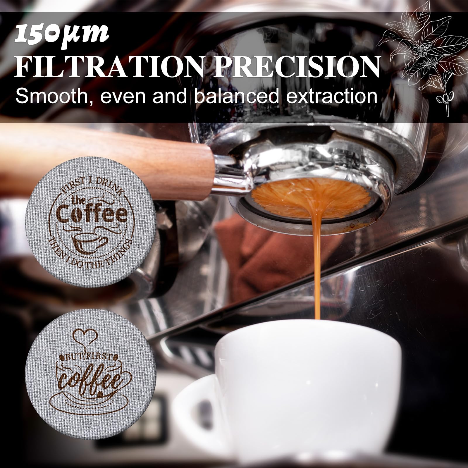 Yaomiao Yaomiao 2 Pieces 51mm Espresso Puck Screen Reusable Stainless Steel Coffee Filter Mesh for Bottomless Portafilter and Filter Basket - View 3 of 7