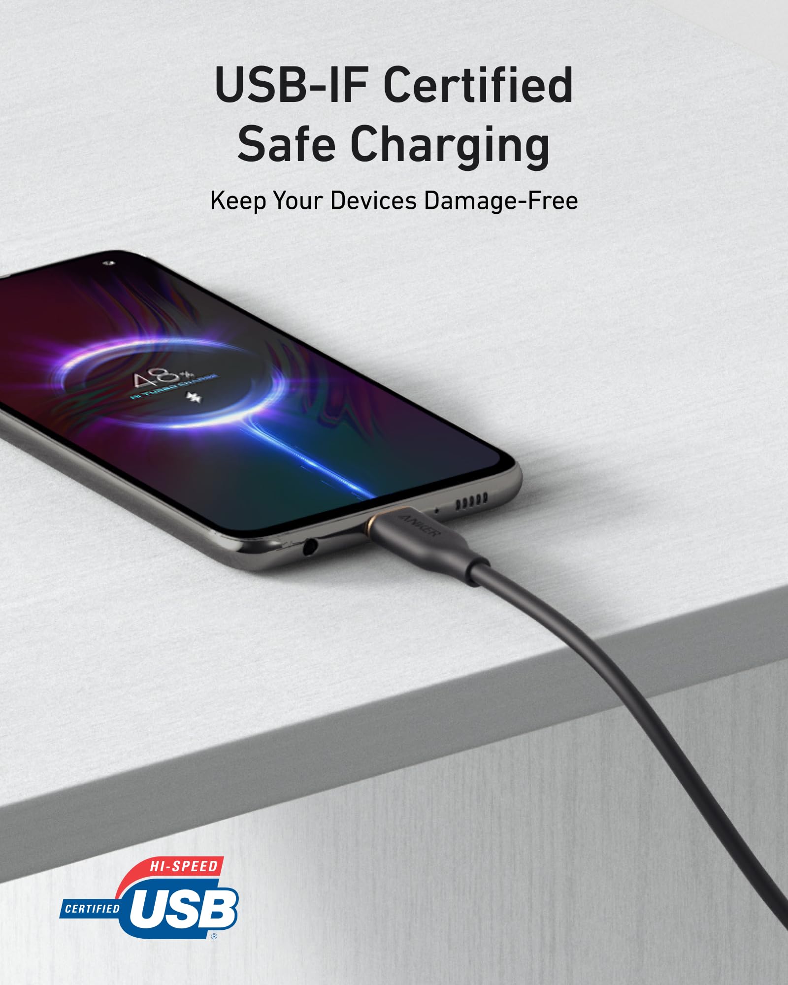 Anker Anker Carplay Cable for iPhone 15 16 Pro Max Plus USB A to C Charger Cord for Samsung S23 S22 3FT 2Pack Black - View 5 of 7