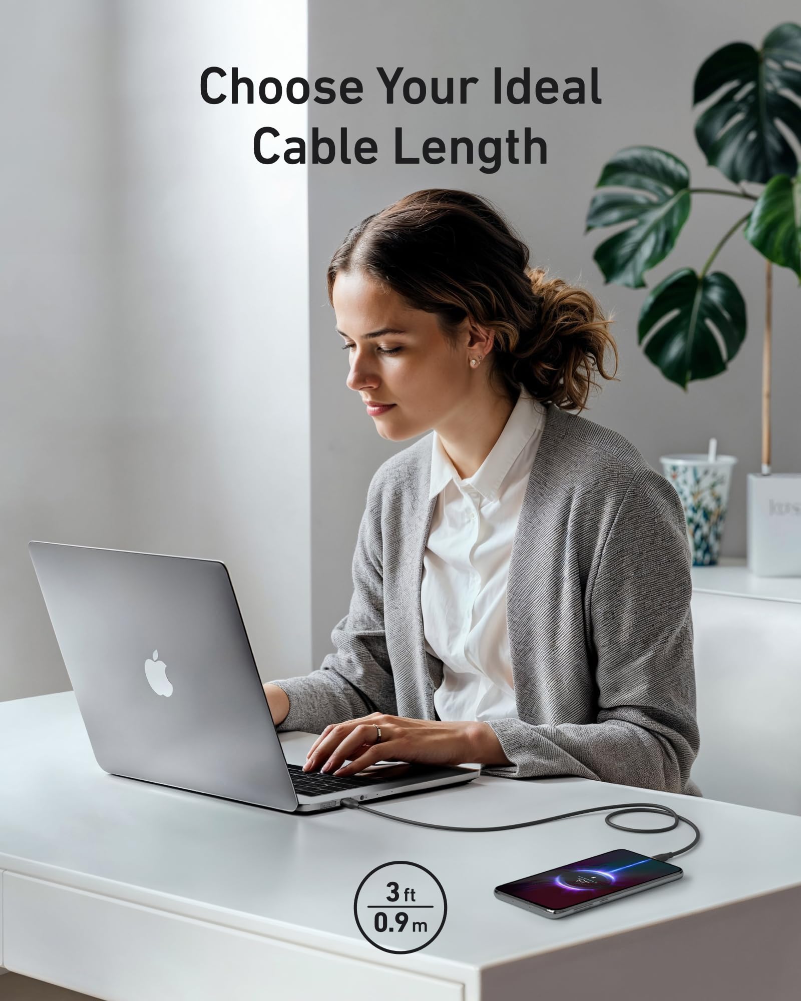 Anker Anker Carplay Cable for iPhone 15 16 Pro Max Plus USB A to C Charger Cord for Samsung S23 S22 3FT 2Pack Black - View 6 of 7