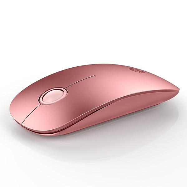 RAPIQUE RAPIQUE Bluetooth Wireless Mouse Dual Connectivity Quiet Click Low Power 1600 DPI Portable Cordless Mouse for Mac Laptop iPad Rose Gold