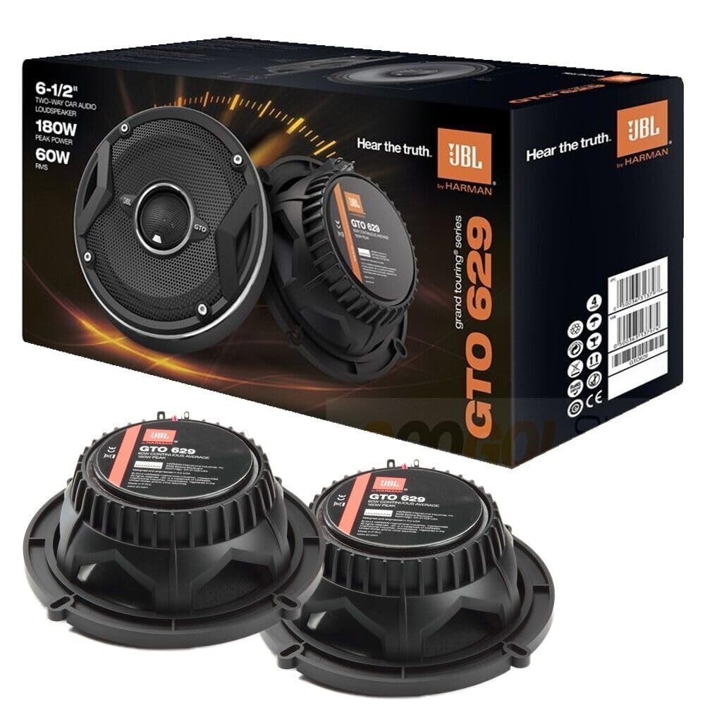 JBL JBL GTO629 6.5 Inch Car Audio Speakers 2 Way 360 Watts MAX Power Factory Replacement with Iron Crush Cleaning Cloth