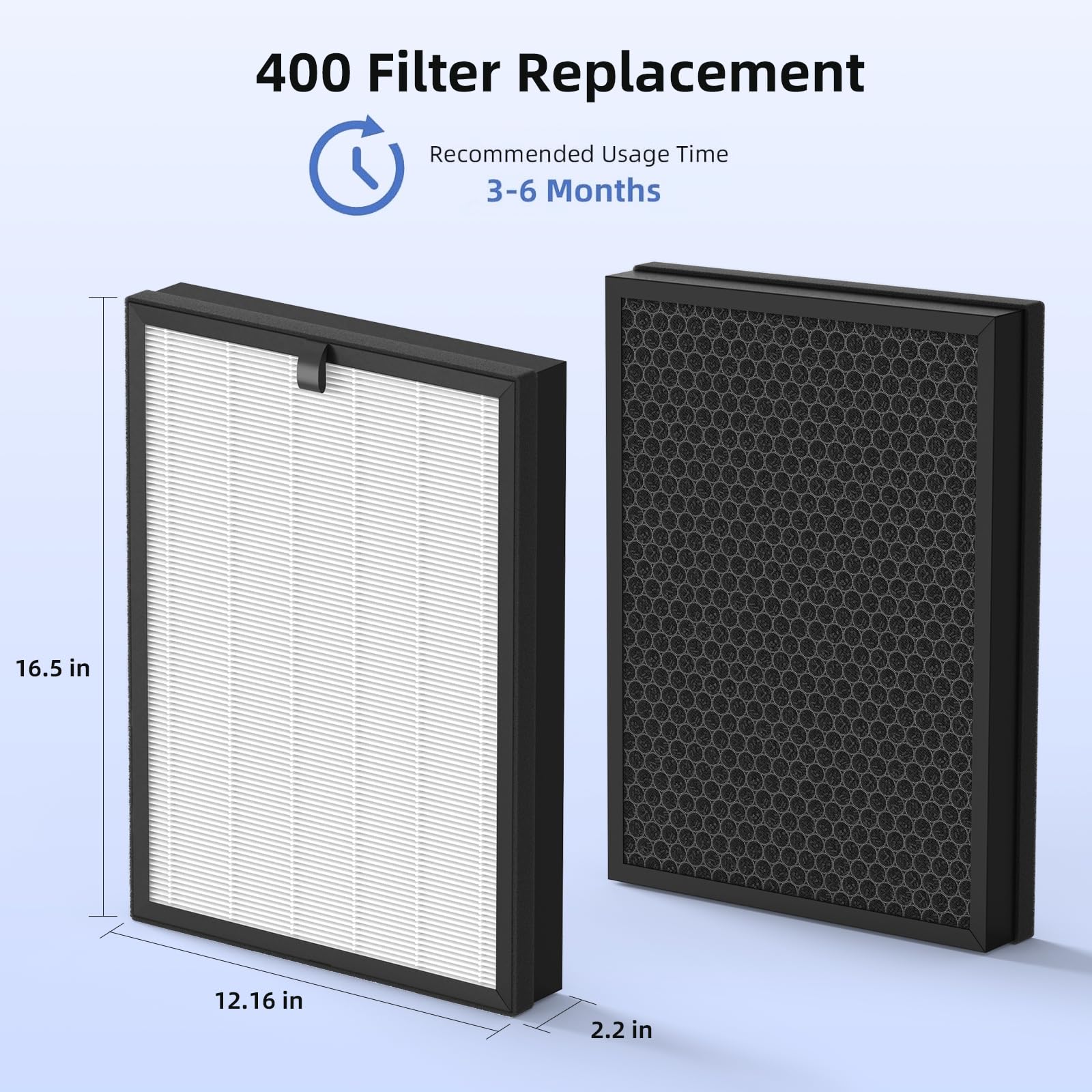 FMDZFL 400 True HEPA 14 Replacement Filter 2 Pack Compatible with Puro 400 Air Purifier 3 in 1 True HEPA and Activated Carbon Filter - View 4 of 6