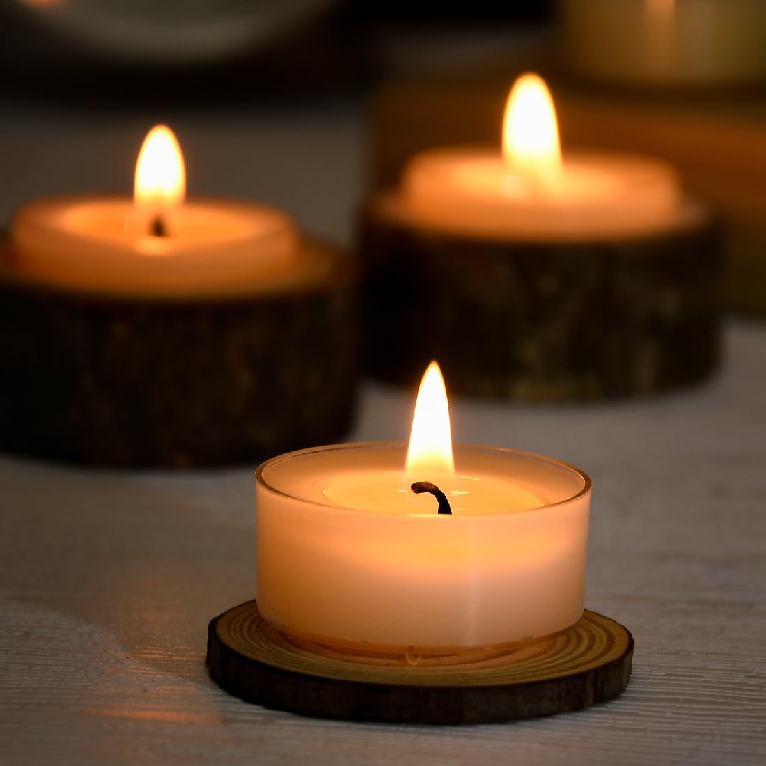 DEYBBY Natural Beeswax Tealights Set of 10 Handmade Candles 4 Hour Burn Time Clear Cup White Raw - View 4 of 9