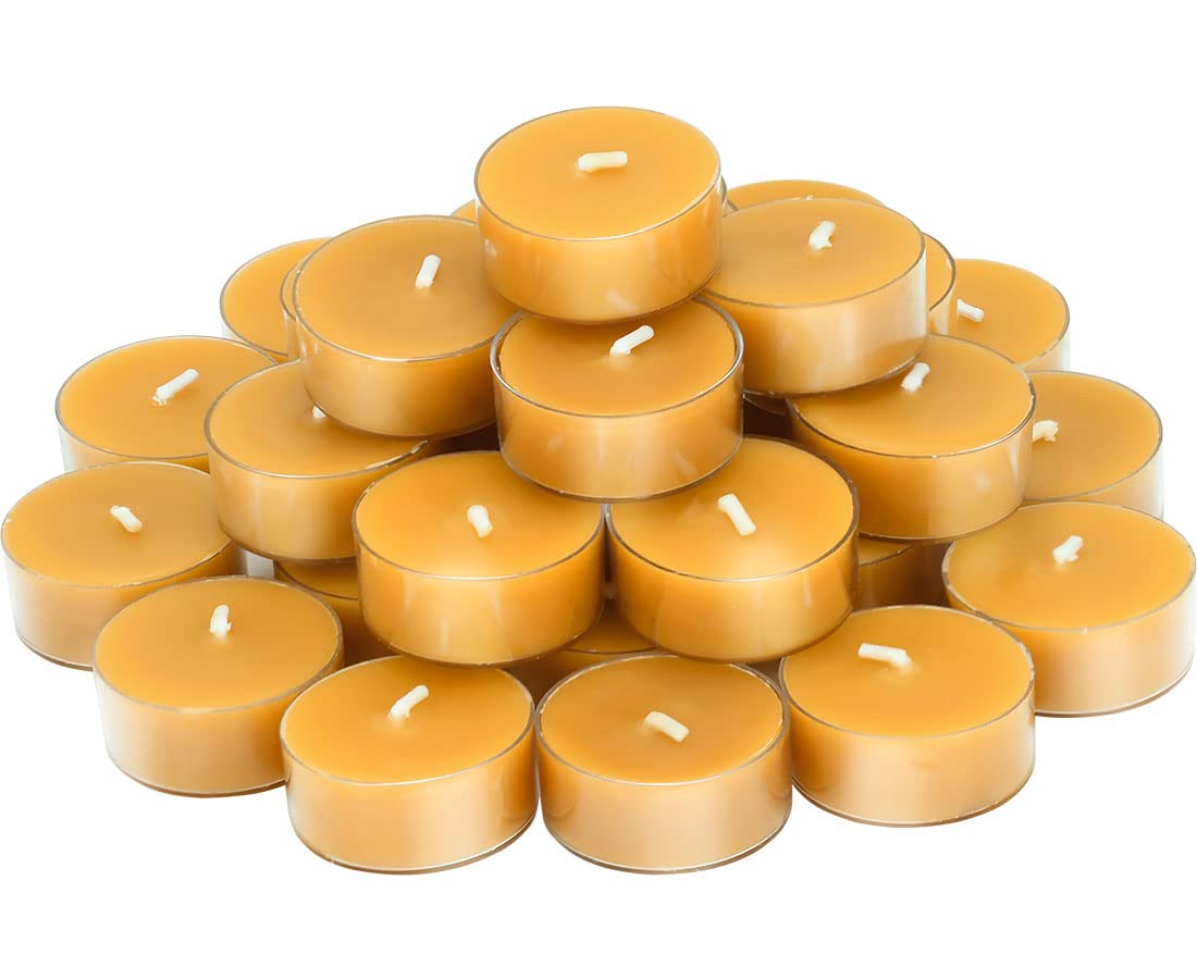 DEYBBY Natural Beeswax Tealights Set of 10 Handmade Candles 4 Hour Burn Time Clear Cup White Raw - View 9 of 9
