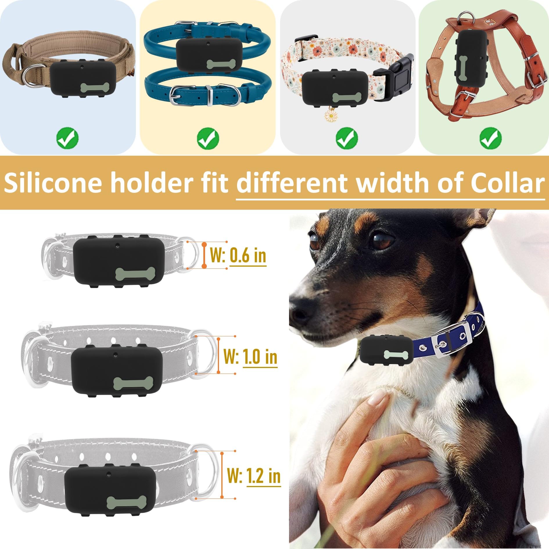 Counlisha Silicone Holder for Tractive XL GPS Dog Tracker Rubber Cover Anti-Scratch Secure Case with Strap for Pet Cat Collar Black - View 7 of 7