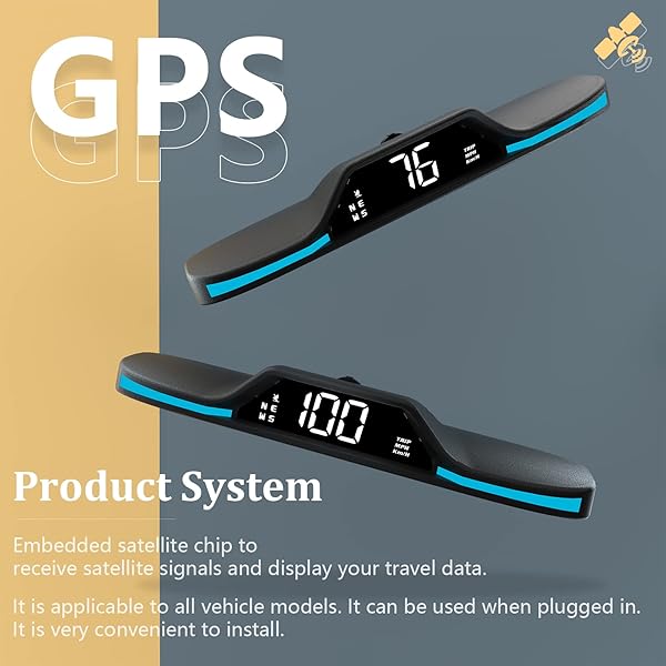 Liiiyuan Liiiyuan G15 Heads Up Display Digital GPS Speedometer with Fatigue Driving Alarm and Speed Alarm USB Plug and Play for All Cars - View 7 of 11