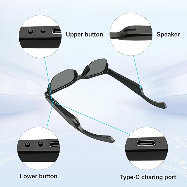 RERBO RERBO Smart Sunglasses Bluetooth Audio Glasses for Men and Women with Open Ear Sound Mic Speakers and Polarized Lenses Voice Control - View 4 of 8