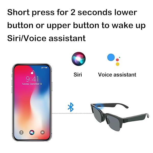 RERBO RERBO Smart Sunglasses Bluetooth Audio Glasses for Men and Women with Open Ear Sound Mic Speakers and Polarized Lenses Voice Control - View 6 of 8