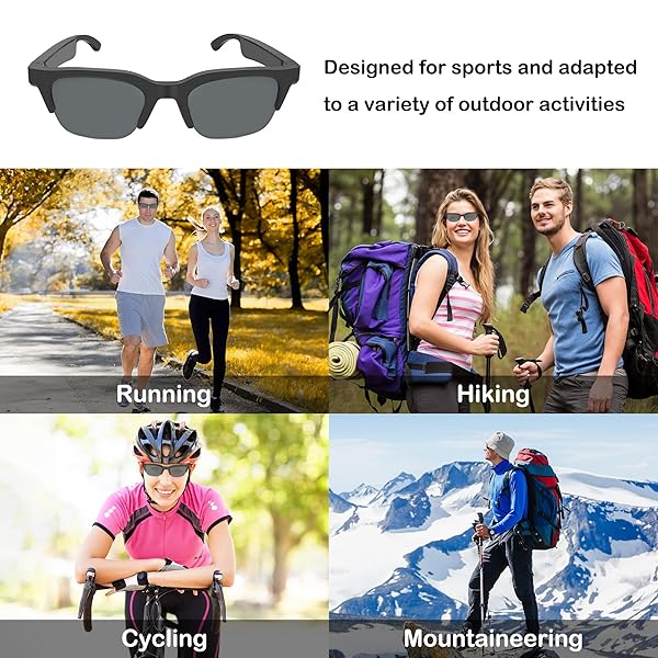 RERBO RERBO Smart Sunglasses Bluetooth Audio Glasses for Men and Women with Open Ear Sound Mic Speakers and Polarized Lenses Voice Control - View 7 of 8