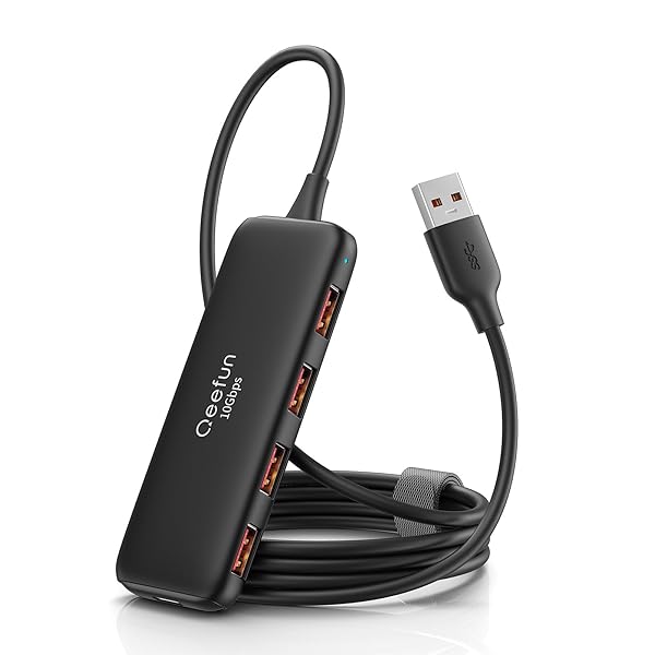 Q QEEFUN Qeefun 10Gbps USB 3.2 Hub with 4 Data Ports and Type-C Power Port for PC Laptop iMac Mac Mini Dell XPS and More