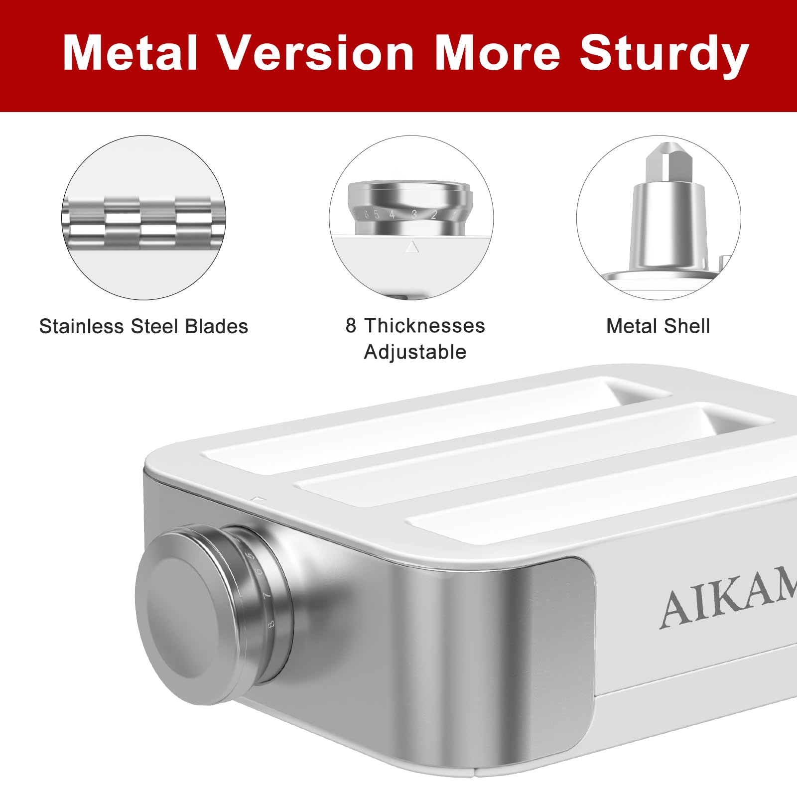 AIKAMI AIKAMI Metal Pasta Maker Attachment for Kitchenaid Stand Mixers 3 in 1 Set with Roller Spaghetti Cutter Fettuccine Cutter and Cleaning Brush - View 7 of 9
