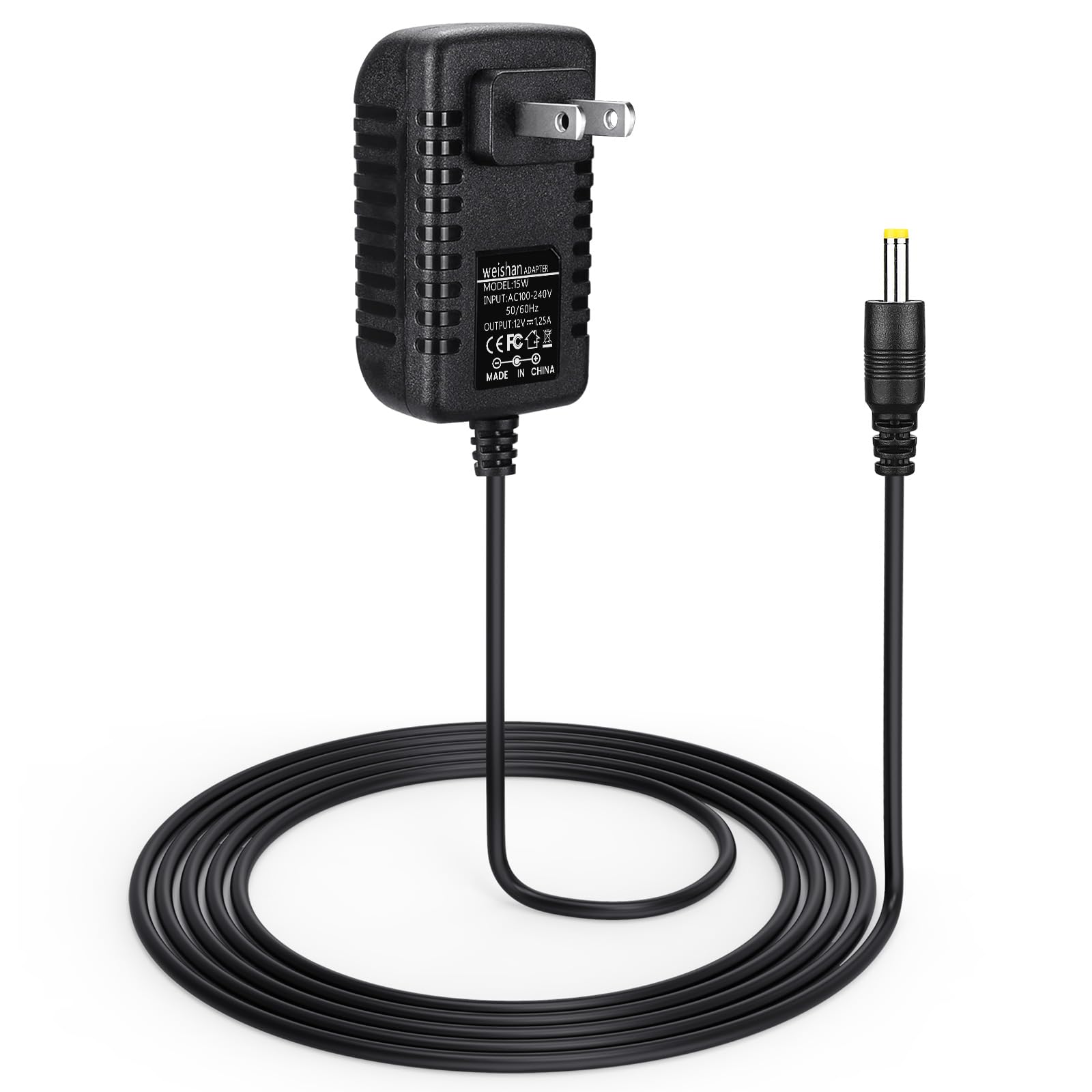15W Power Adapter Replacement for Echo Pop and Dot Generations with 5ft Long Cable Black Charger Cord Plug