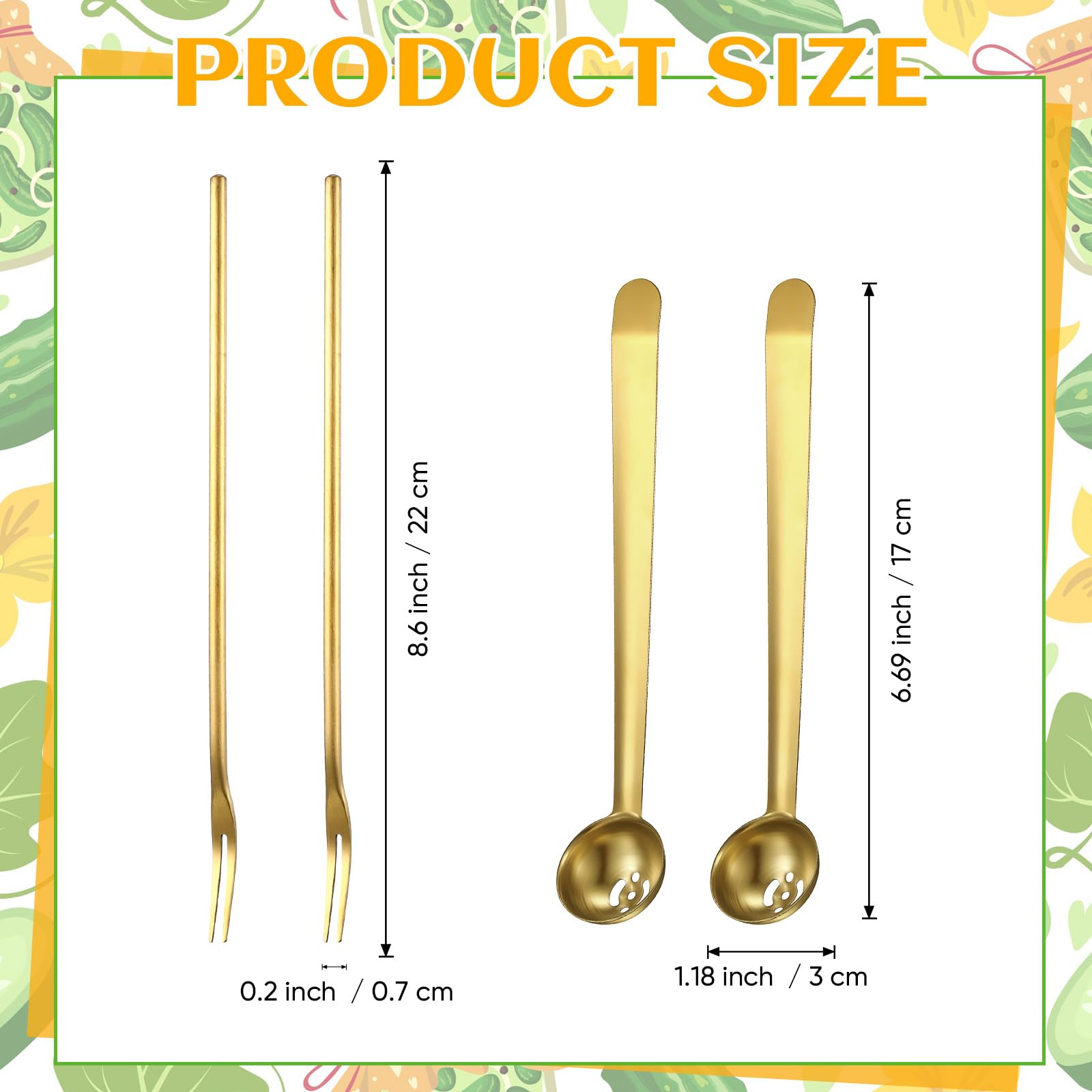 Didaey Didaey 4 Pcs Stainless Steel Pickle Fork and Olive Spoon Set with Long Handle and Drain Hole for Easy Serving - View 2 of 7