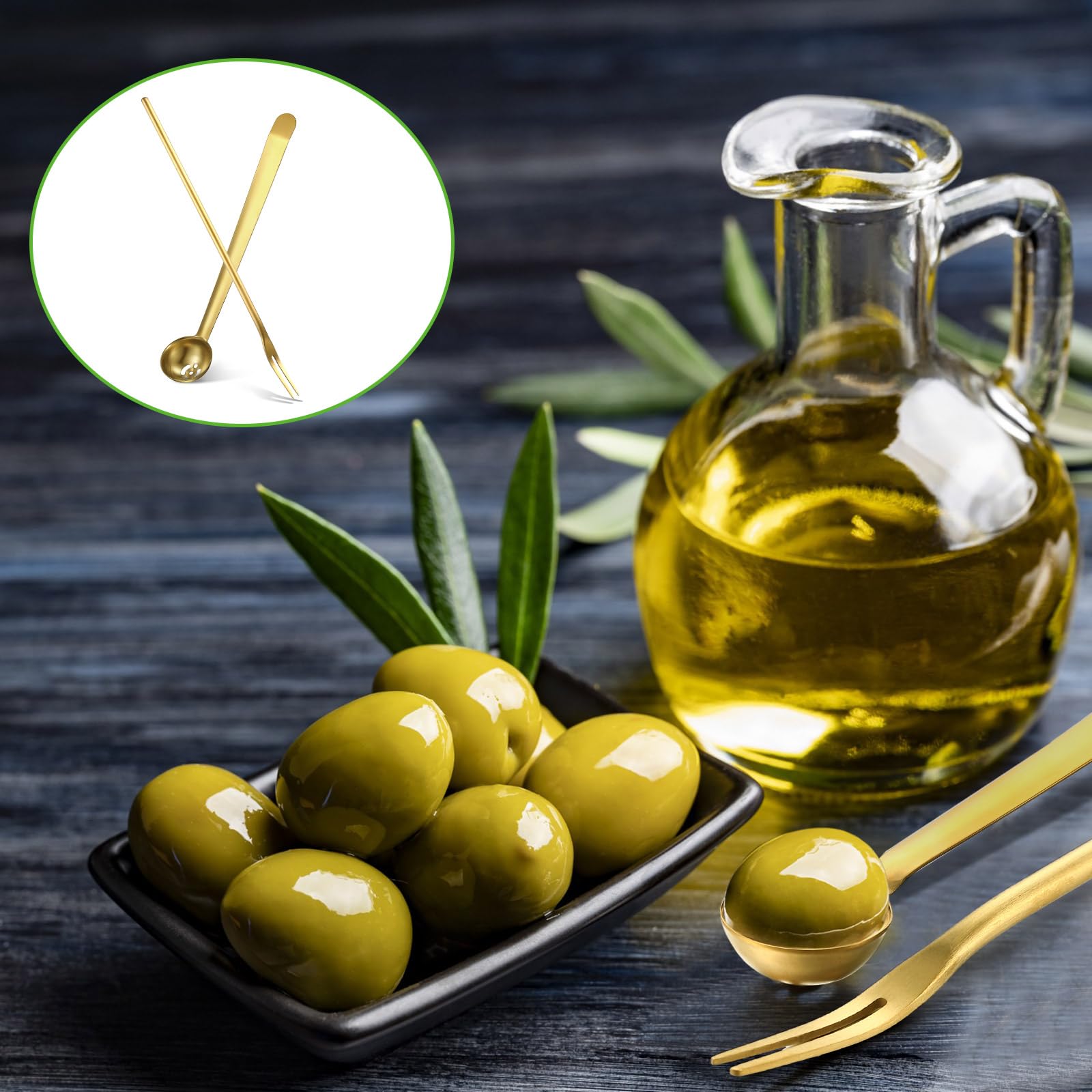 Didaey Didaey 4 Pcs Stainless Steel Pickle Fork and Olive Spoon Set with Long Handle and Drain Hole for Easy Serving - View 4 of 7