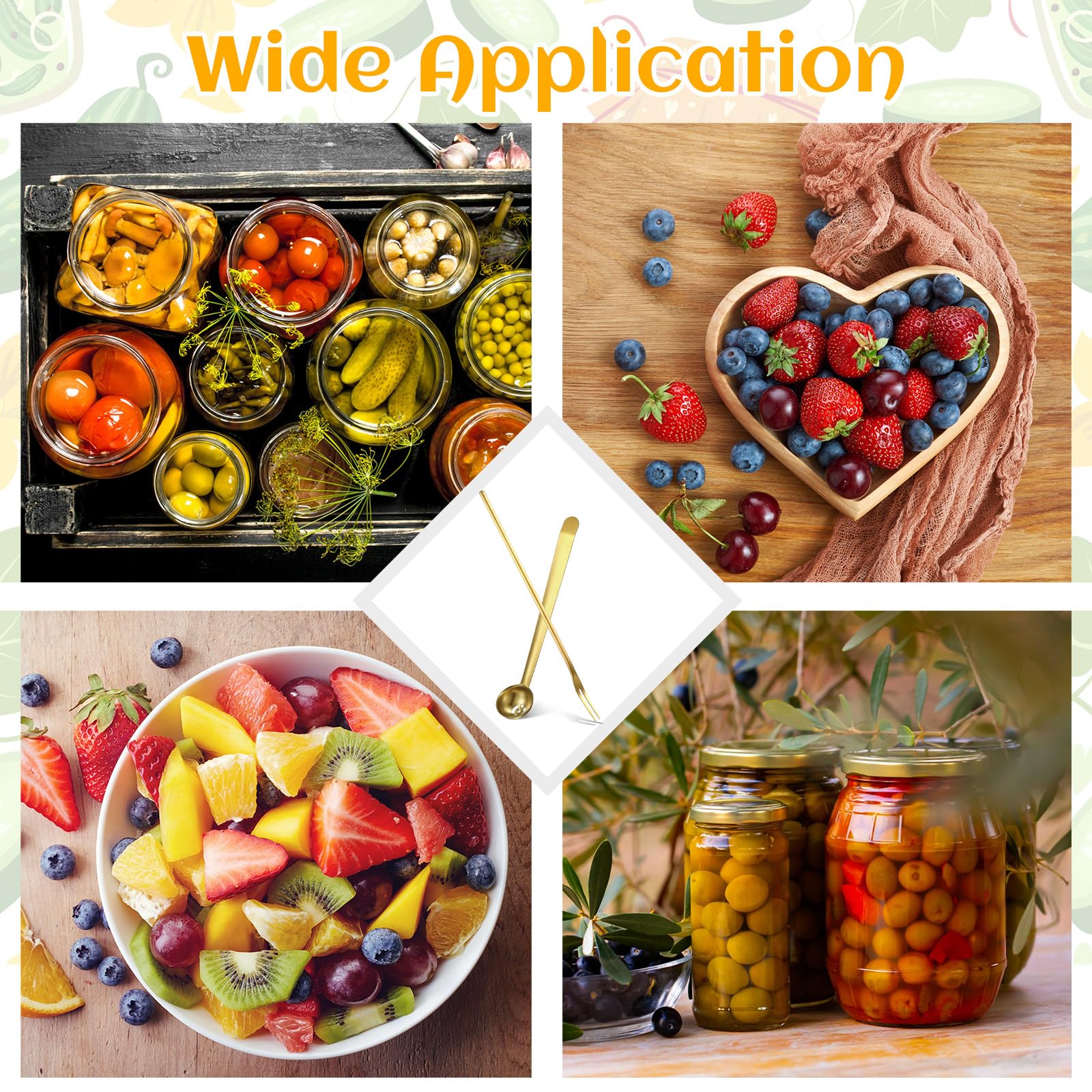 Didaey Didaey 4 Pcs Stainless Steel Pickle Fork and Olive Spoon Set with Long Handle and Drain Hole for Easy Serving - View 7 of 7