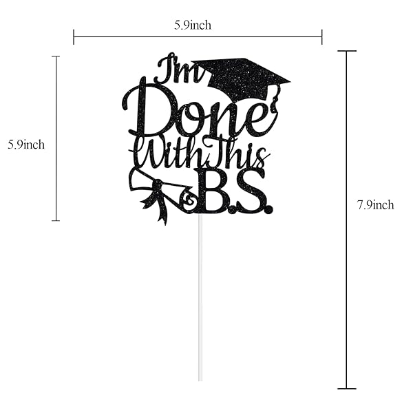 Heddonar Glitter I'm Done with This BS Cake Topper Class of 2025 Congrats Grad Cake Topper for College Graduation Party Supplies Black - View 8 of 9