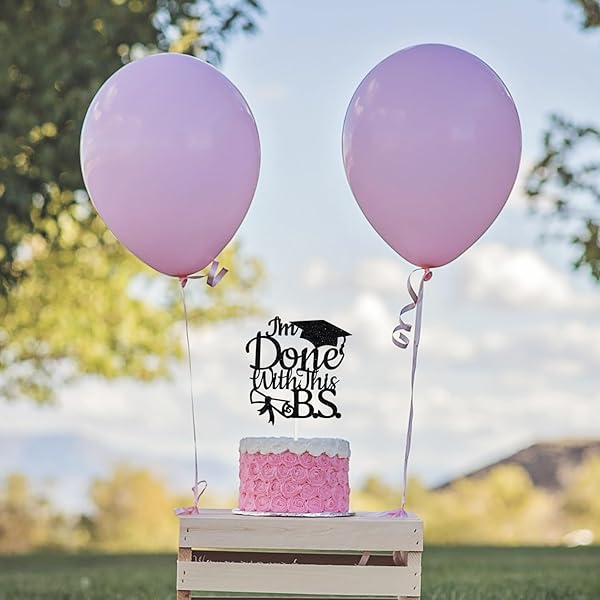 Heddonar Glitter I'm Done with This BS Cake Topper Class of 2025 Congrats Grad Cake Topper for College Graduation Party Supplies Black - View 9 of 9