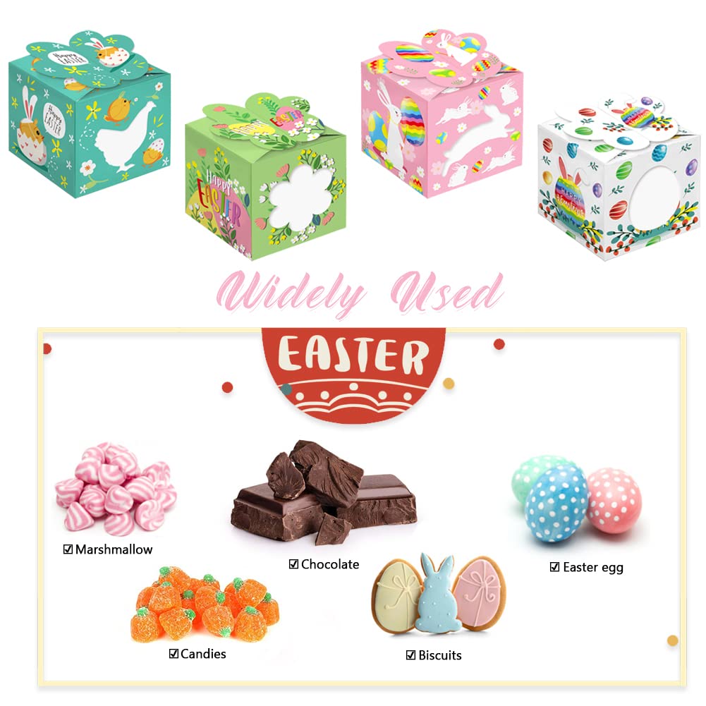 Unigift Unigift 12 Pcs Easter Treat Box Bunny Rabbit Chicken Egg Cardboard Gift Candy Box with PVC Window for Spring Holiday Party Decor - View 3 of 7