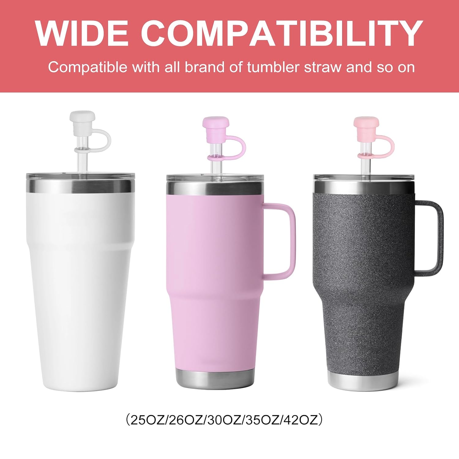 ZIZAISM ZIZAISM Silicone Straw Covers for Yeti Cups Adjustable Reusable BPA Free Dishwasher Safe 6 Pack - View 4 of 7