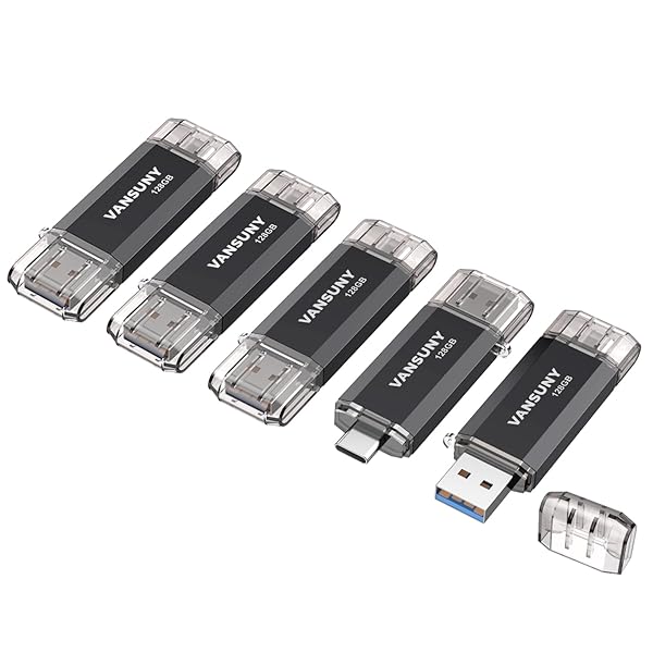 Vansuny Vansuny 5 Pack 128GB USB C Flash Drive 2 in 1 OTG USB 3.0 Memory Stick for Android Smartphones Computers MacBook Tablets PC