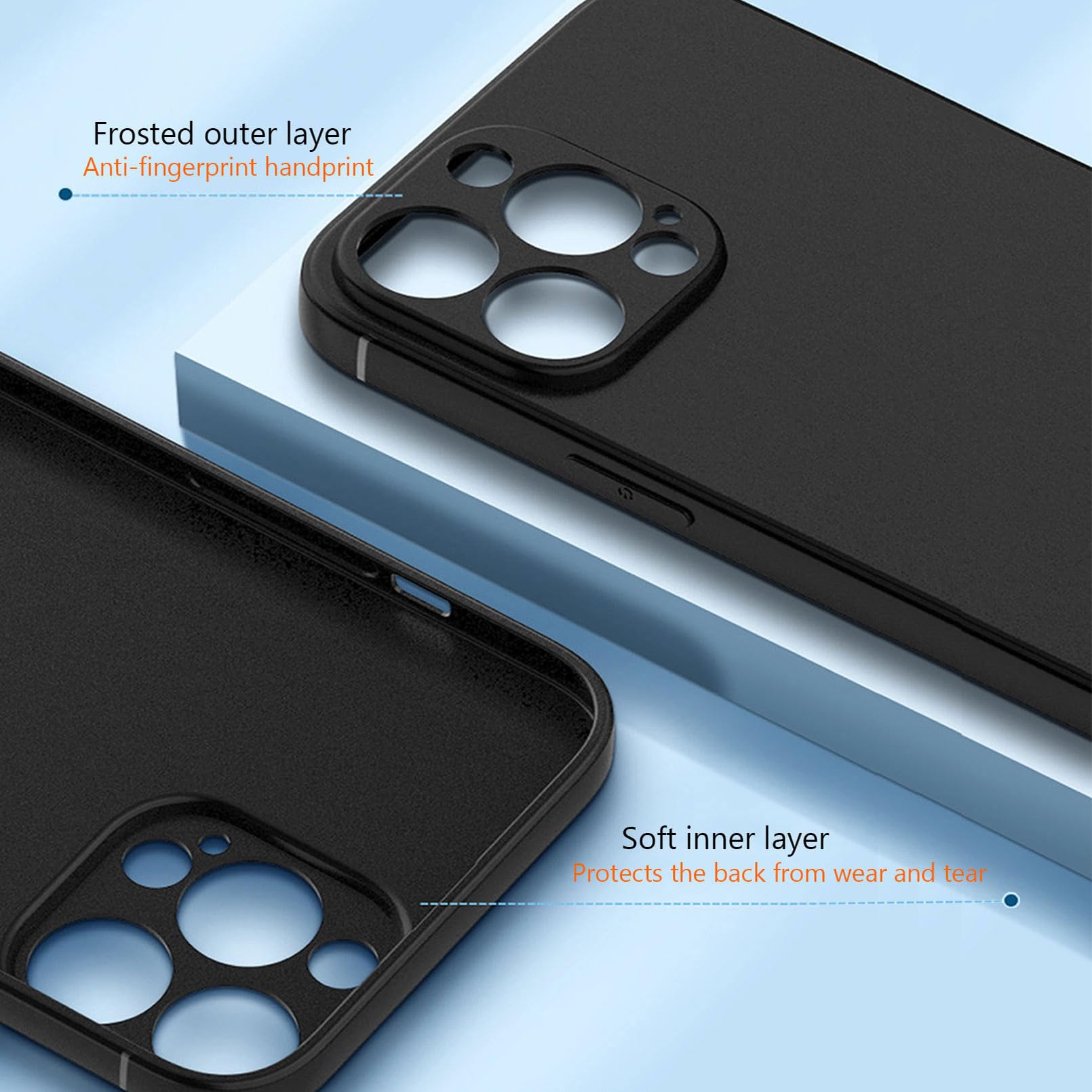 HGJTFANY Asus ROG Phone 8 Pro Case HGJTFANY 2 Pieces Shockproof Soft TPU Bumper Shell Ultra-Thin Silicone Cover 360 Drop Protection Black - View 7 of 9