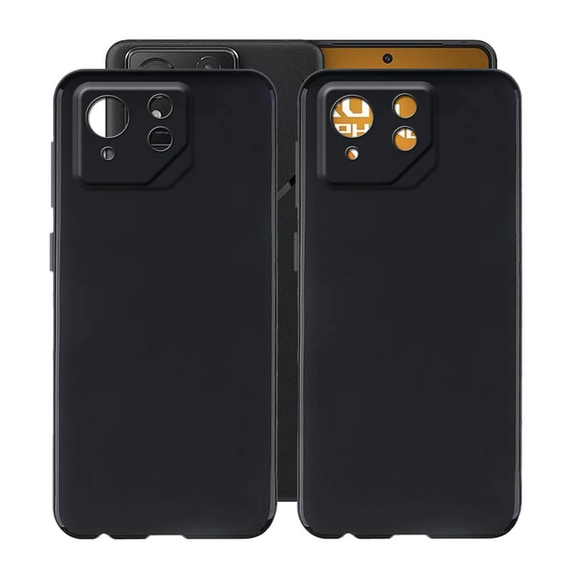 HGJTFANY Asus ROG Phone 8 Pro Case HGJTFANY 2 Pieces Shockproof Soft TPU Bumper Shell Ultra-Thin Silicone Cover 360 Drop Protection Black