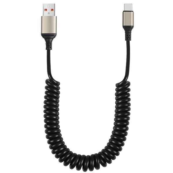 GELRHONR Coiled USB Type-C Cable 6A Fast Charging Cord Compatible with Samsung Galaxy A Series S Series Note 20 10 9 Max 1.5M 4.9Ft