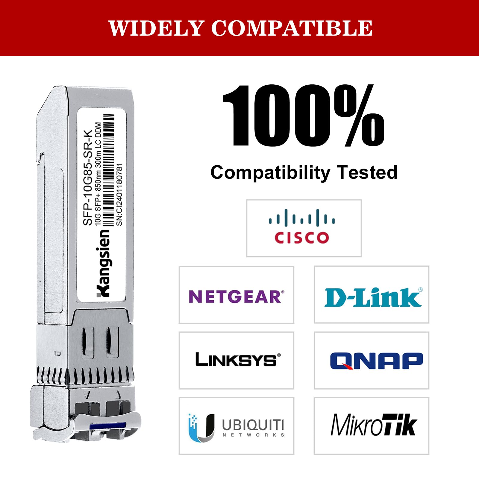 Kangsien 10GBASE-LR SFP Plus Module 10G 1310nm Single Mode Fiber Optic Transceiver Up to 10km Range Compatible with Cisco Meraki Ubiquiti Mikrotik Fortinet TP-Link 4 Pack - View 5 of 7