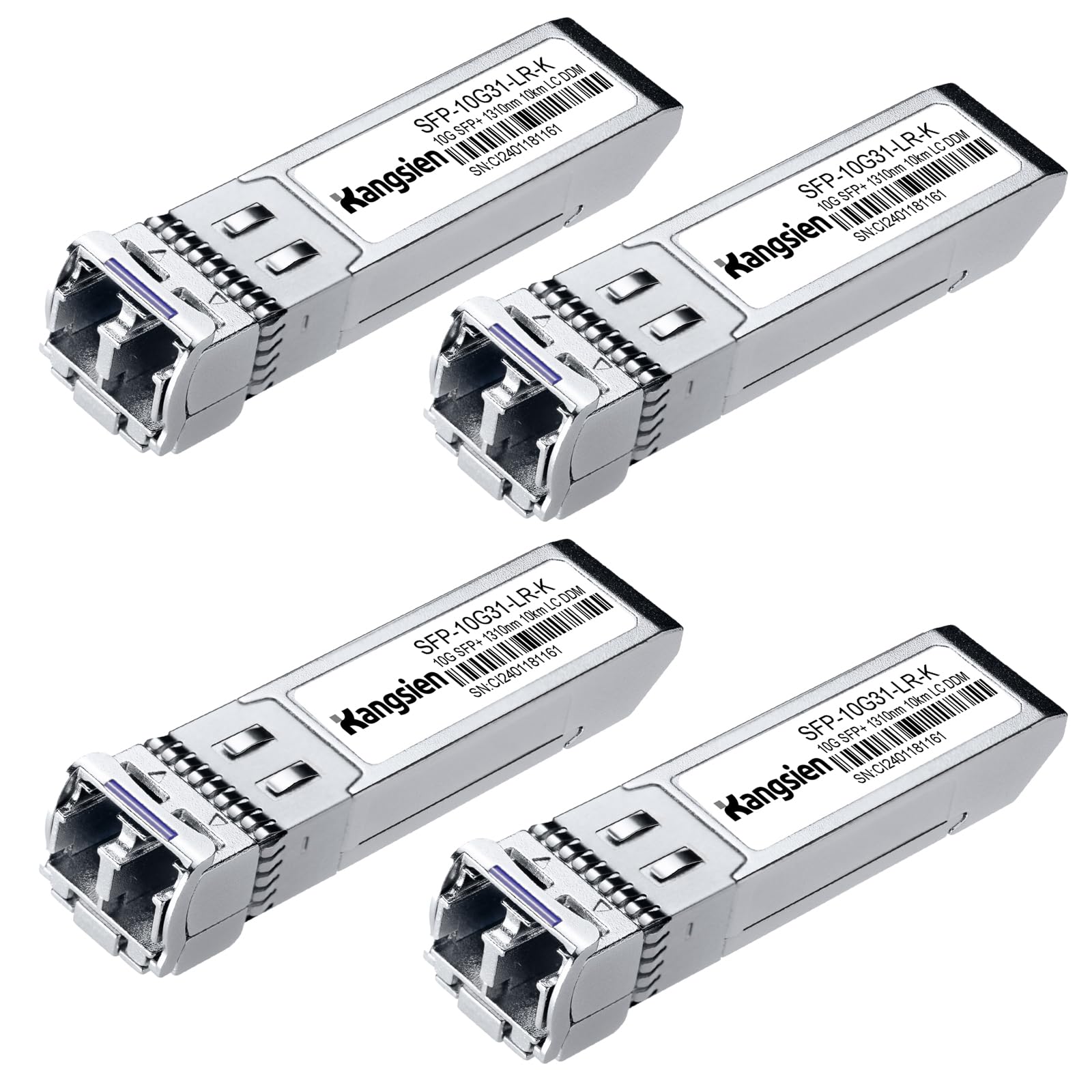 Kangsien 10GBASE-LR SFP Plus Module 10G 1310nm Single Mode Fiber Optic Transceiver Up to 10km Range Compatible with Cisco Meraki Ubiquiti Mikrotik Fortinet TP-Link 4 Pack