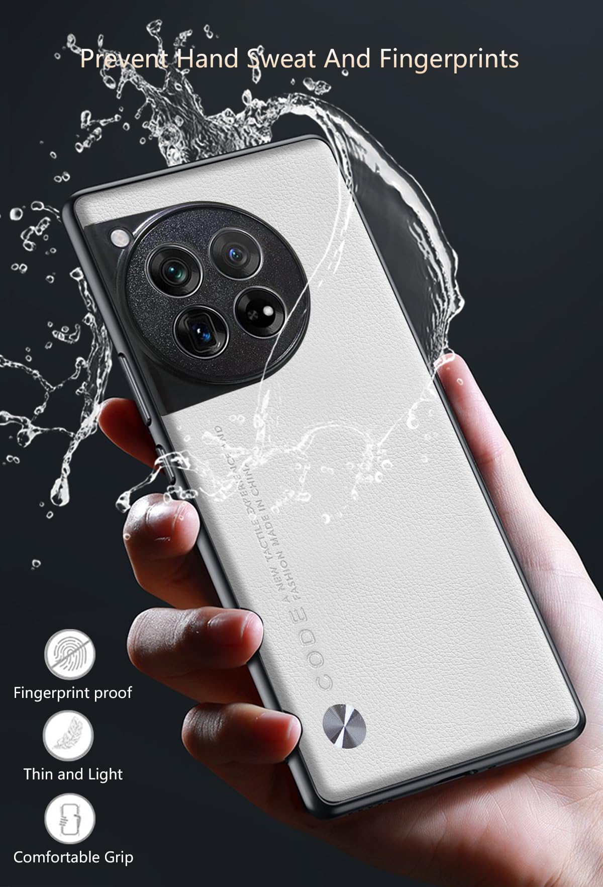 Puxssul Puxssul OnePlus 12 Case 5G Soft TPU Leather Ultra Light Camera Protection Cover White - View 5 of 8